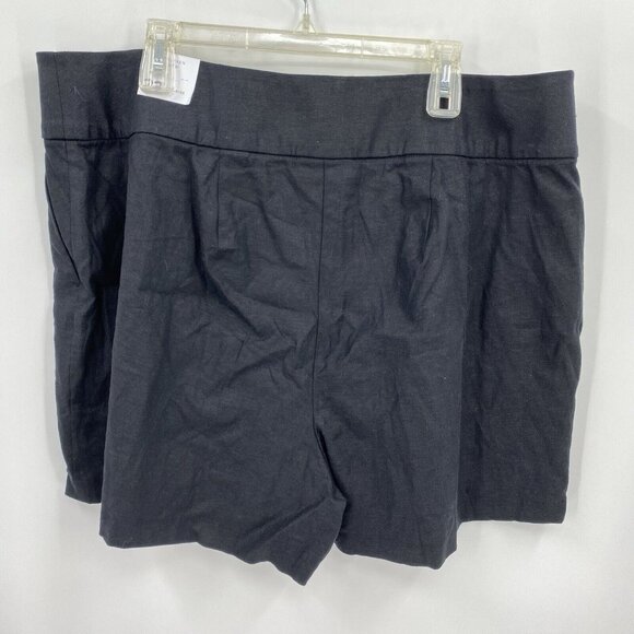 Lane Bryant Black Soft Linen Blend Shorts Mid Rise Pleated MSRP $64 Womens 22 - Picture 2 of 4
